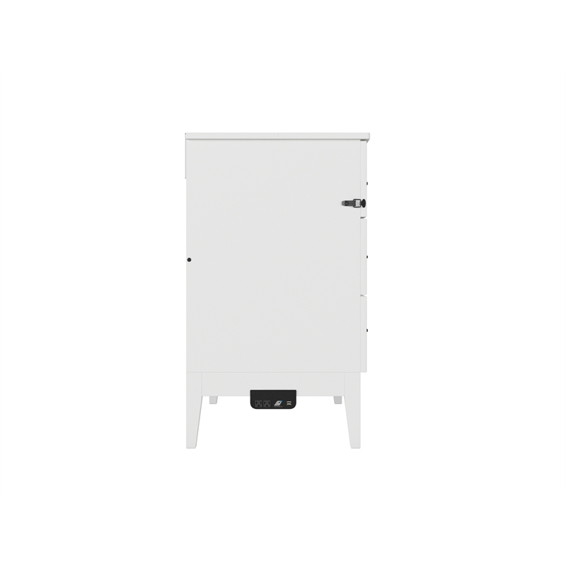 Santa Fe Twin Wood Murphy Bed Chest with Mattress & Built-in Charger in White