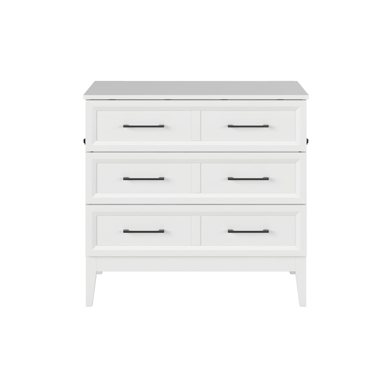Santa Fe Twin Wood Murphy Bed Chest with Mattress & Built-in Charger in White