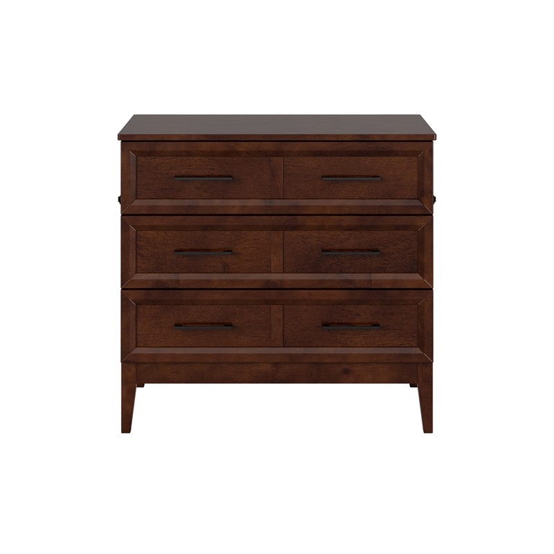 Santa Fe Twin Wood Murphy Bed Chest with Mattress & Built-in Charger in Walnut