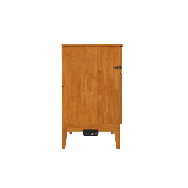 Santa Fe Twin Wood Murphy Bed Chest wMattress & Built-in Charger in Light Toffee