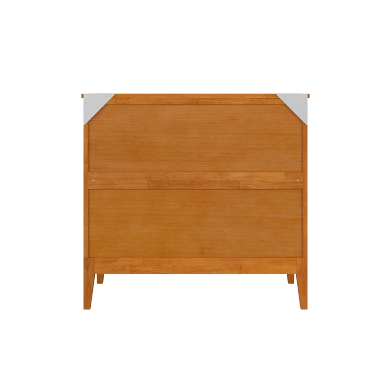 Santa Fe Twin Wood Murphy Bed Chest wMattress & Built-in Charger in Light Toffee