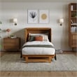 Santa Fe Twin Wood Murphy Bed Chest wMattress & Built-in Charger in Light Toffee