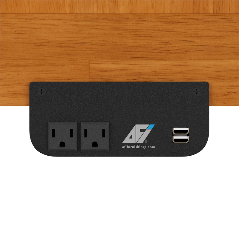 Santa Fe Twin Wood Murphy Bed Chest wMattress & Built-in Charger in Light Toffee