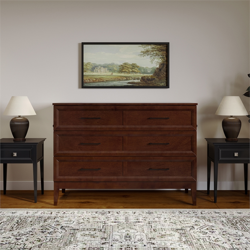 Santa Fe Full Wood Murphy Bed Chest with Mattress & Built-in Charger in Walnut