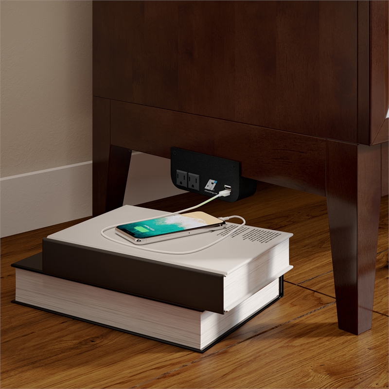 Santa Fe Full Wood Murphy Bed Chest with Mattress & Built-in Charger in Walnut