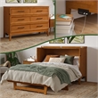 Santa Fe Full Wood Murphy Bed Chest wMattress & Built-in Charger in Light Toffee