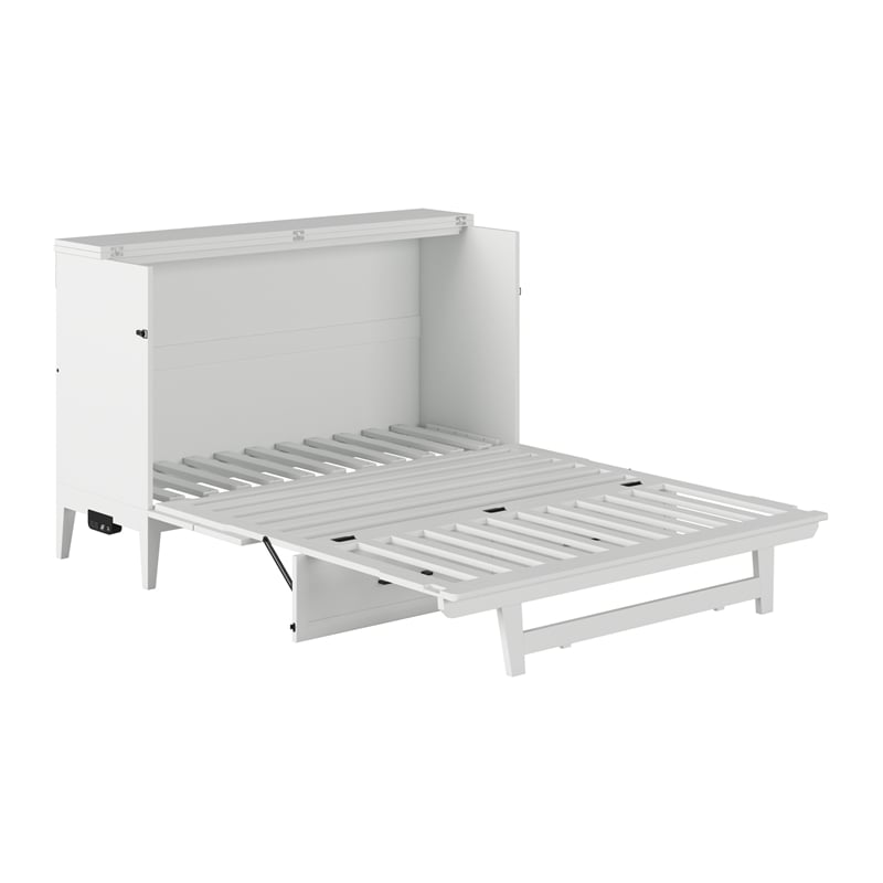 Santa Fe Queen Wood Murphy Bed Chest with Mattress & Built-in Charger in White