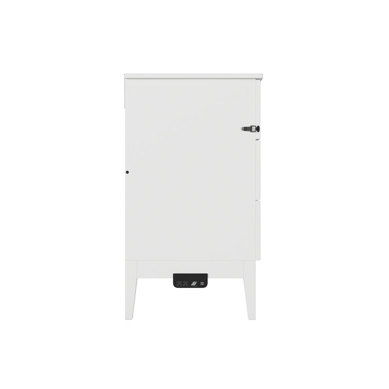 Santa Fe Queen Wood Murphy Bed Chest with Mattress & Built-in Charger in White
