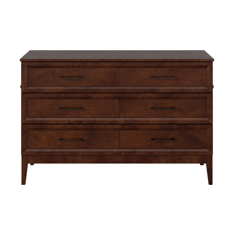 Santa Fe Queen Wood Murphy Bed Chest with Mattress & Built-in Charger in Walnut