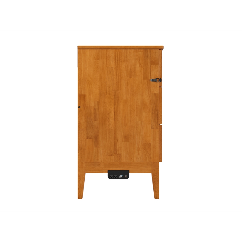Santa Fe Queen Murphy Bed Chest with Mattress & Built-in Charger in Light Toffee