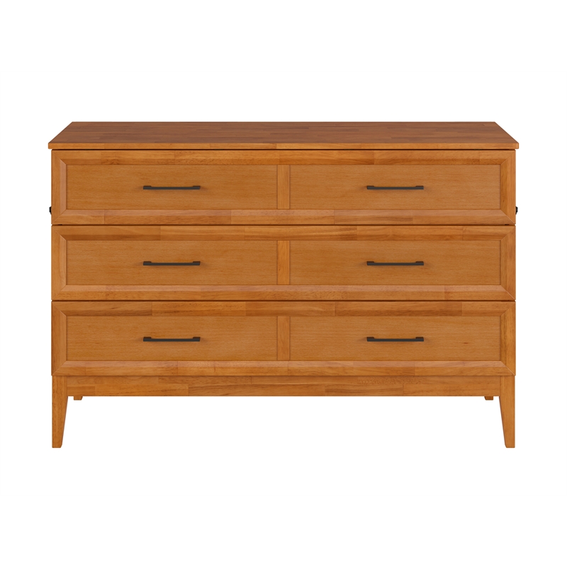 Santa Fe Queen Murphy Bed Chest with Mattress & Built-in Charger in Light Toffee