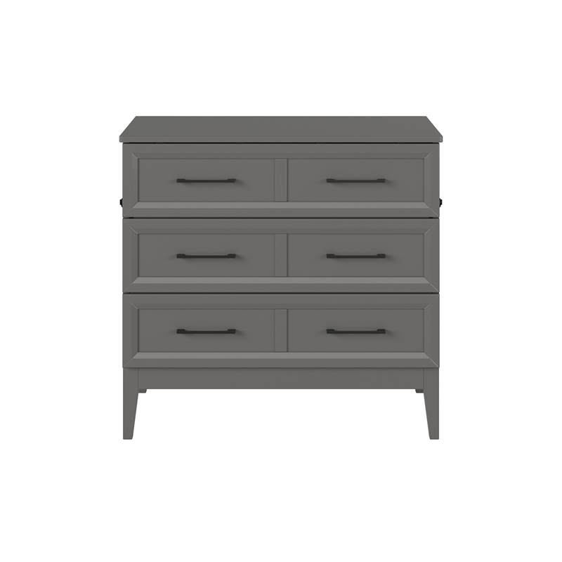 Santa Fe Twin Wood Murphy Bed Chest with Mattress & Built-in Charger in Gray