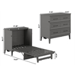 Santa Fe Twin Wood Murphy Bed Chest with Mattress & Built-in Charger in Gray
