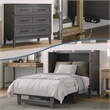 Santa Fe Twin Wood Murphy Bed Chest with Mattress & Built-in Charger in Gray