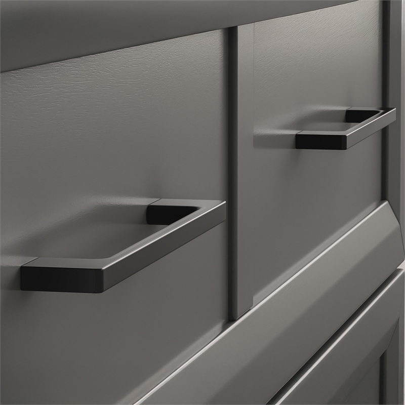 Santa Fe Twin Wood Murphy Bed Chest with Mattress & Built-in Charger in Gray