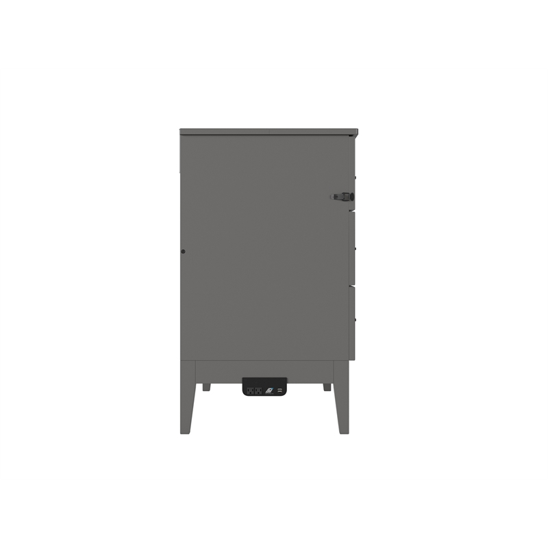 Santa Fe Twin Wood Murphy Bed Chest with Mattress & Built-in Charger in Gray