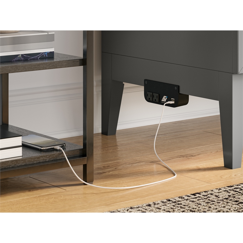 Santa Fe Full Wood Murphy Bed Chest with Mattress & Built-in Charger in Gray