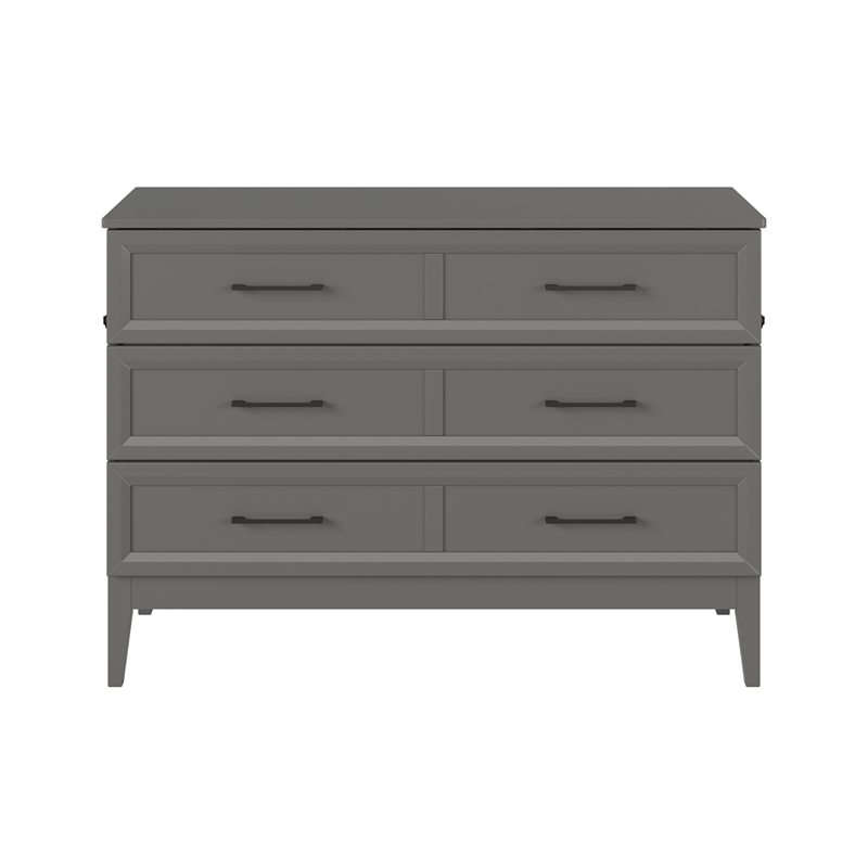 Santa Fe Full Wood Murphy Bed Chest with Mattress & Built-in Charger in Gray