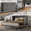 Santa Fe Full Wood Murphy Bed Chest with Mattress & Built-in Charger in Gray