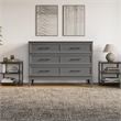 Santa Fe Full Wood Murphy Bed Chest with Mattress & Built-in Charger in Gray