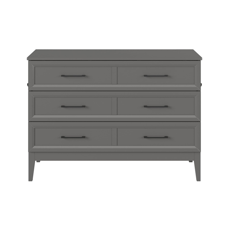 Santa Fe Full Wood Murphy Bed Chest with Mattress & Built-in Charger in Gray
