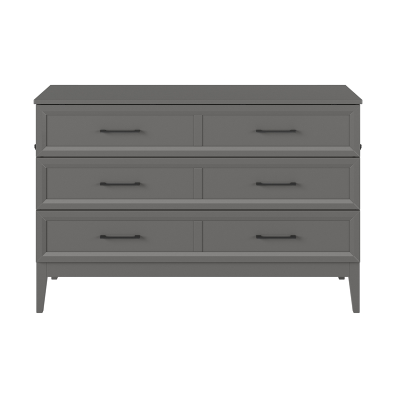 Santa Fe Queen Wood Murphy Bed Chest with Mattress & Built-in Charger in Gray
