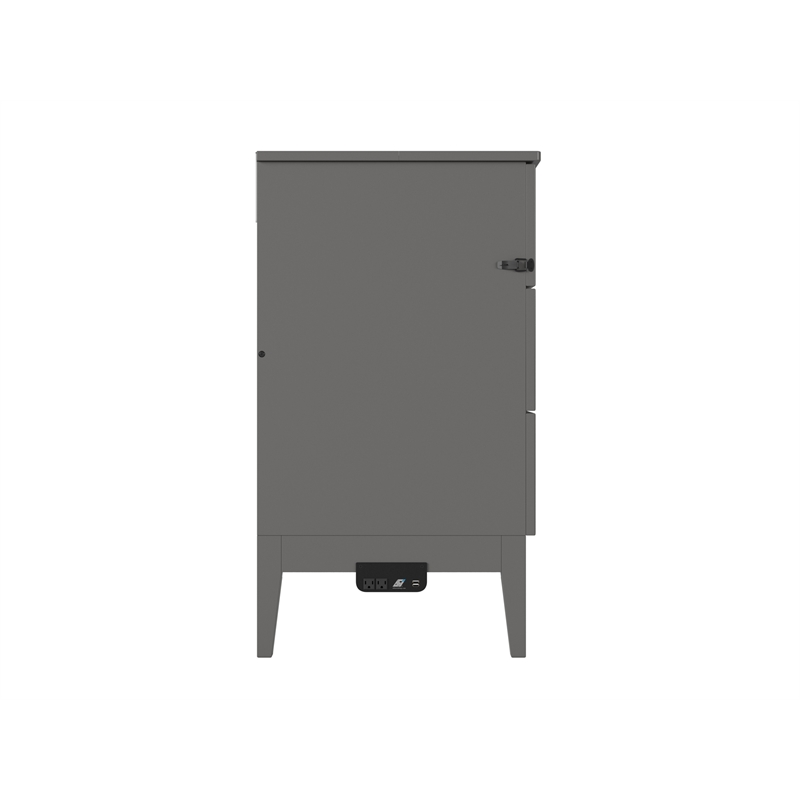 Santa Fe Queen Wood Murphy Bed Chest with Mattress & Built-in Charger in Gray