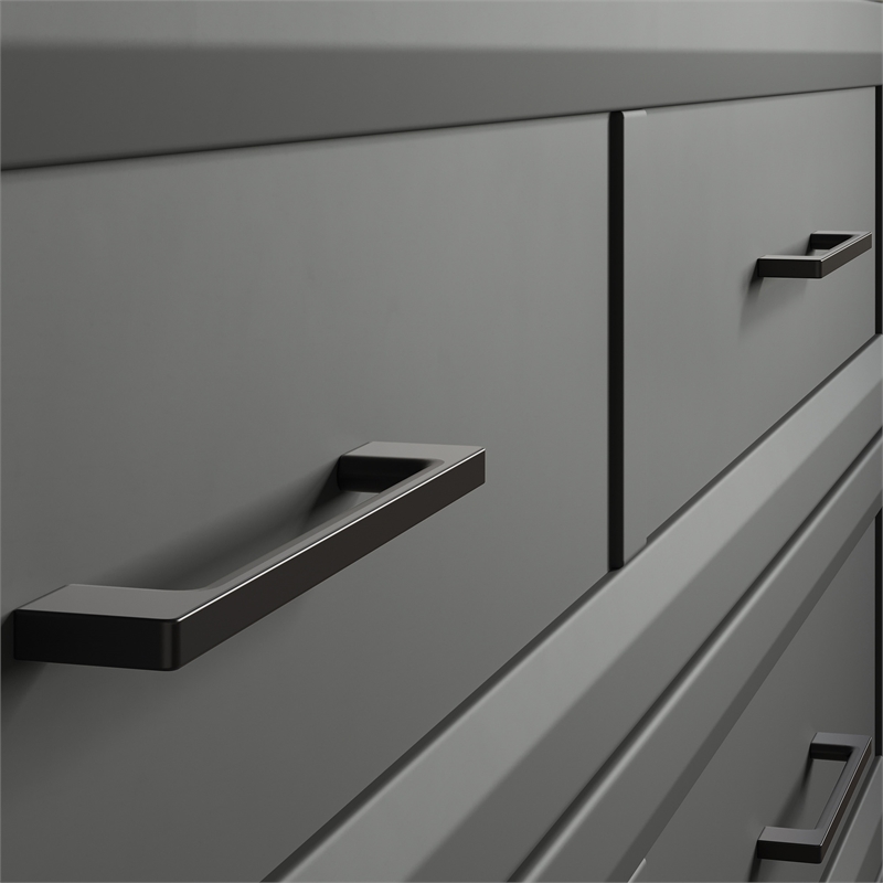 Santa Fe Queen Wood Murphy Bed Chest with Mattress & Built-in Charger in Gray