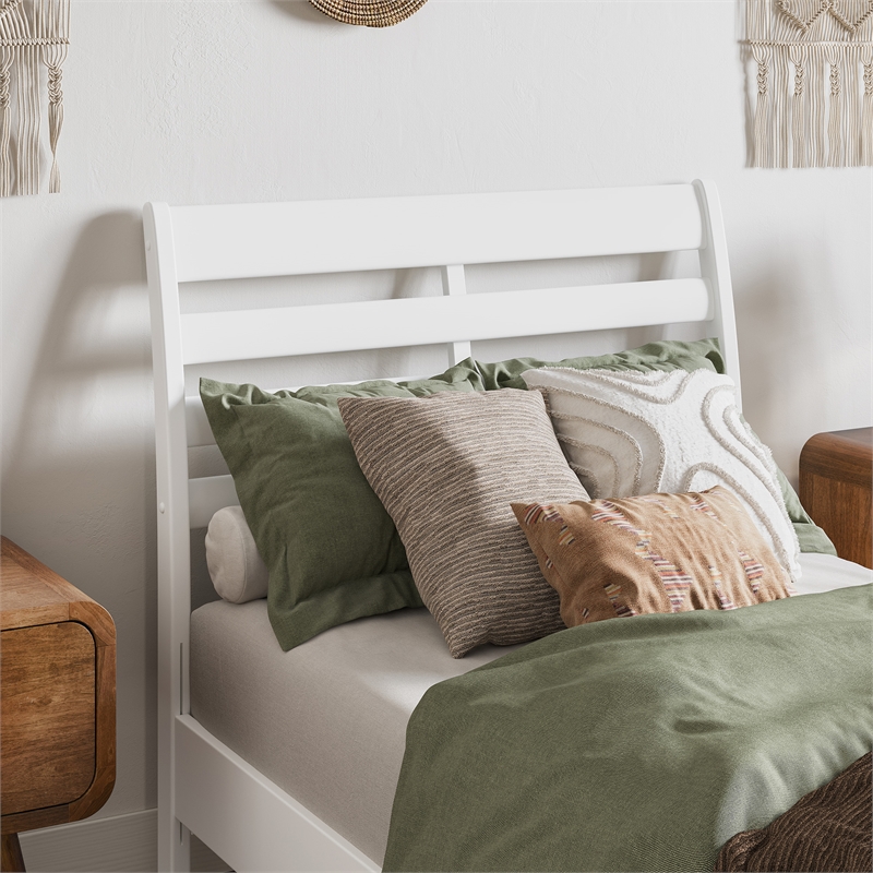 Savannah Twin XL Wood Low Profile Platform Bed in White