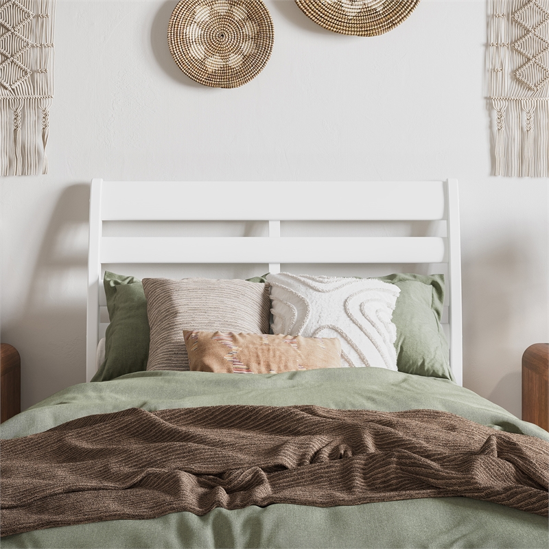 Savannah Twin XL Wood Low Profile Platform Bed in White