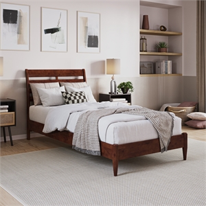 savannah twin xl solid wood low profile platform bed in walnut