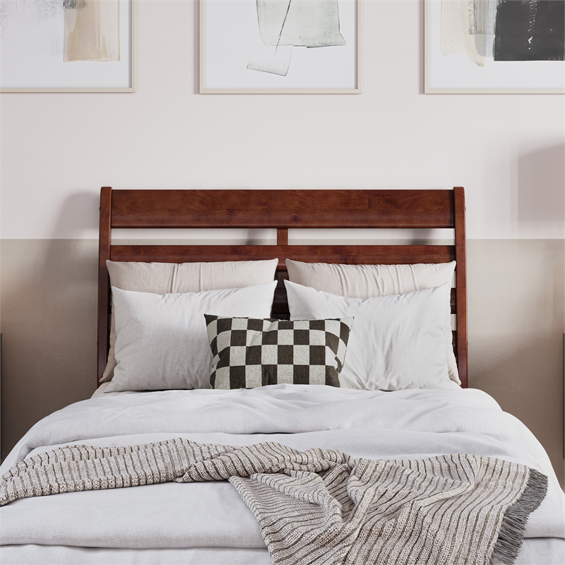 Savannah Twin XL Solid Wood Low Profile Platform Bed in Walnut