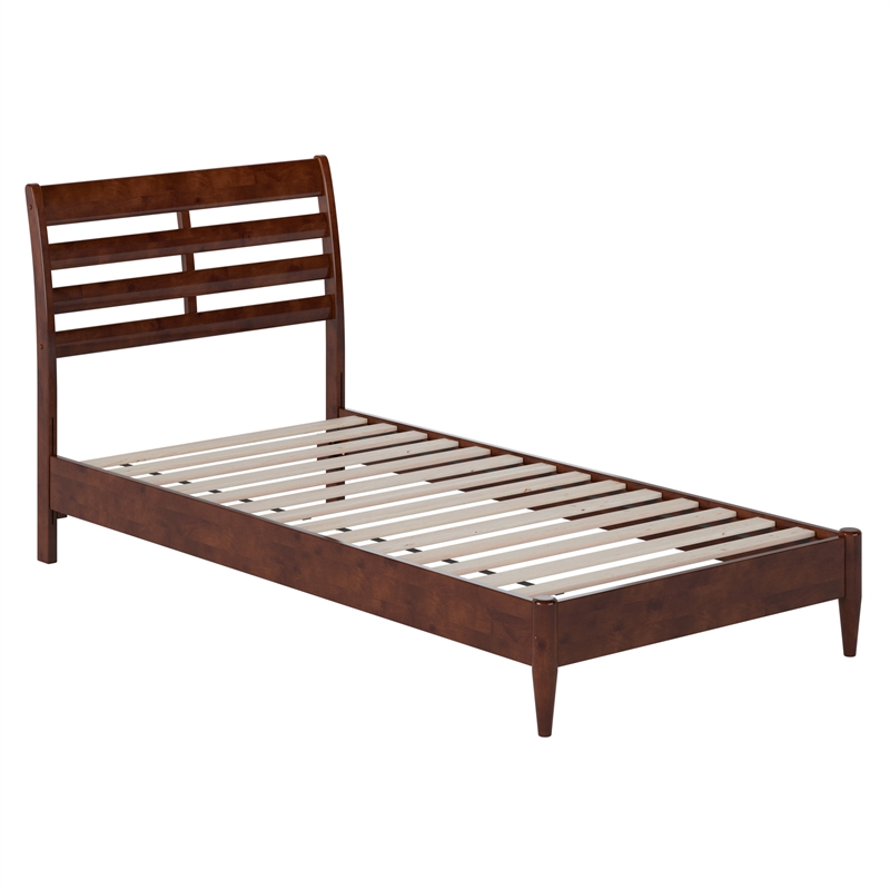 Savannah Twin XL Solid Wood Low Profile Platform Bed in Walnut