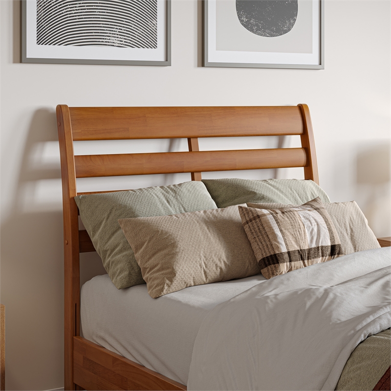 Savannah Twin XL Solid Wood Low Profile Platform Bed in Light Toffee