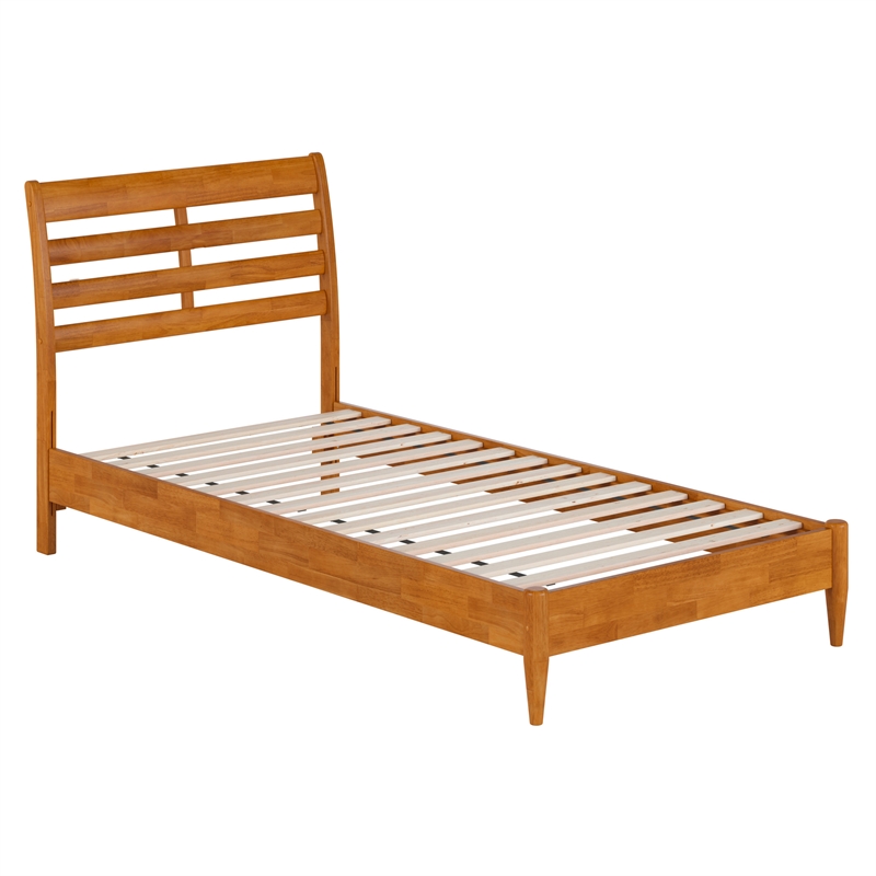 Savannah Twin XL Solid Wood Low Profile Platform Bed in Light Toffee
