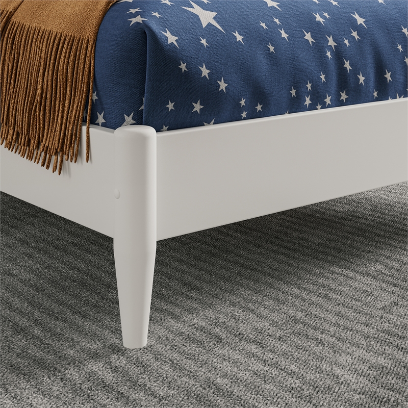 Savannah Twin Wood Low Profile Platform Bed in White