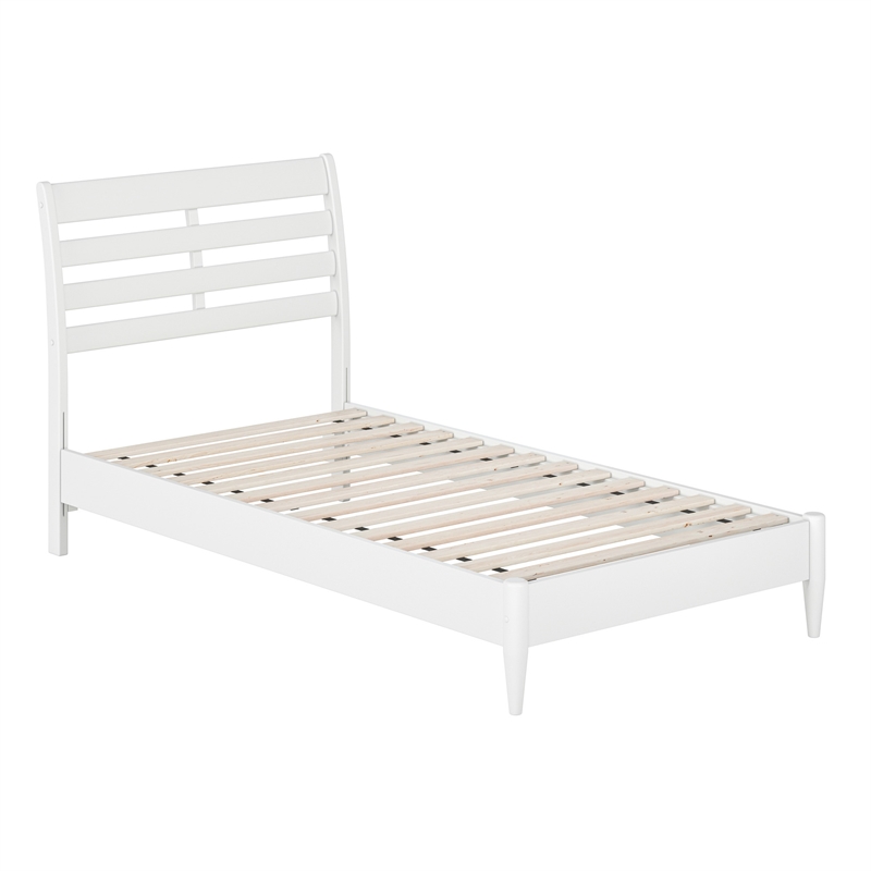Savannah Twin Wood Low Profile Platform Bed in White