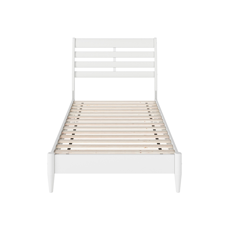 Savannah Twin Wood Low Profile Platform Bed in White