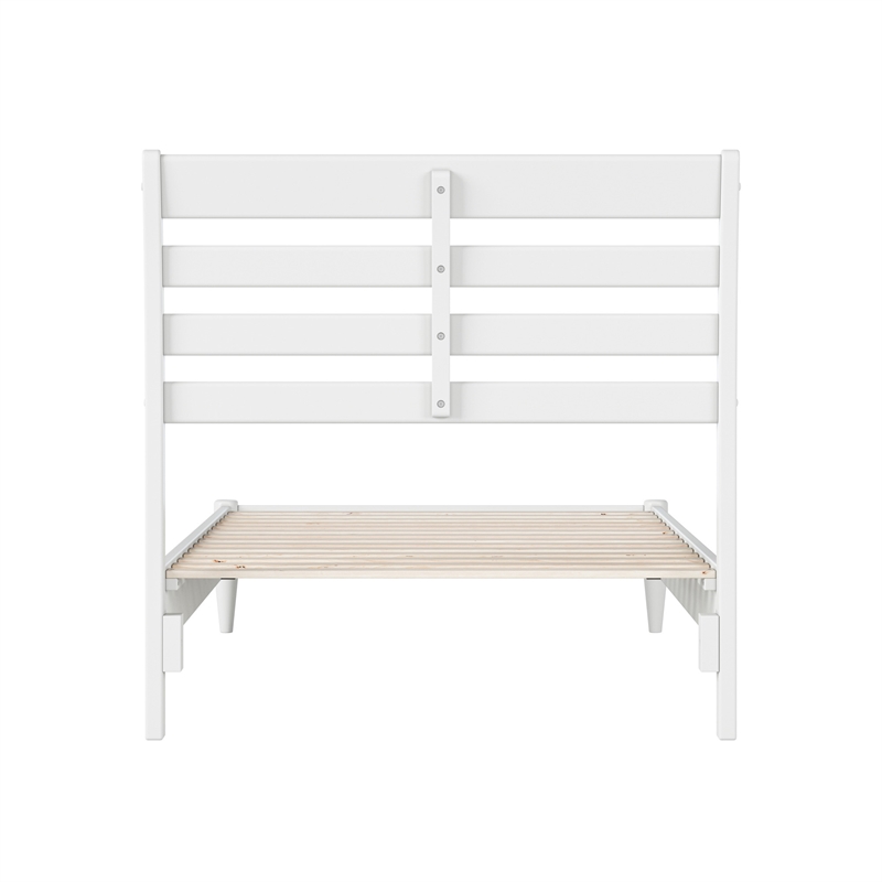 Savannah Twin Wood Low Profile Platform Bed in White