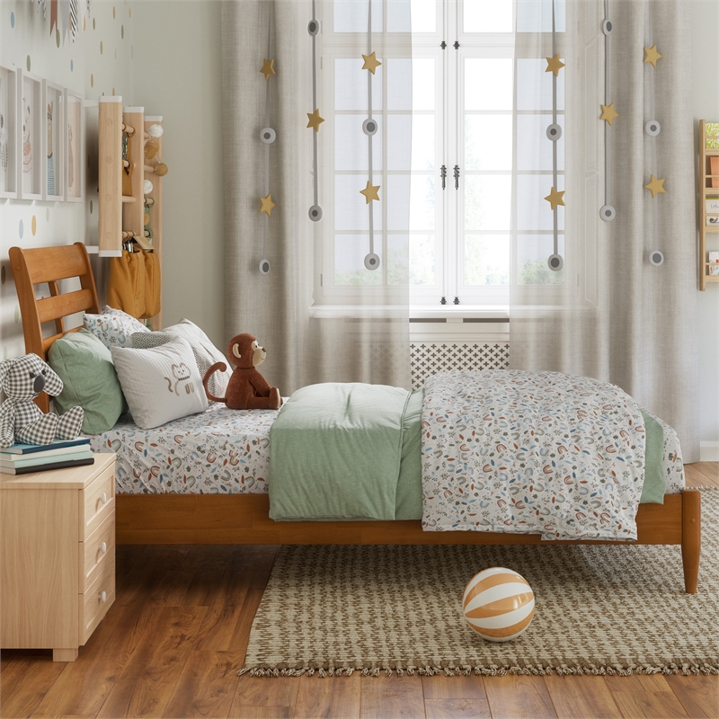 Savannah Twin Solid Wood Low Profile Platform Bed in Light Toffee