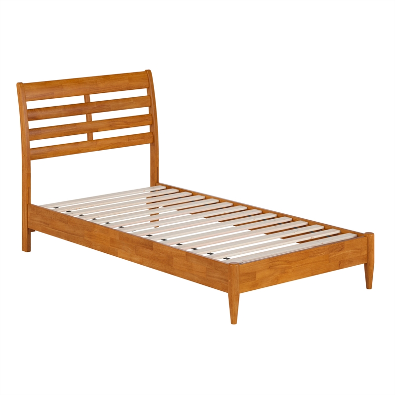 Savannah Twin Solid Wood Low Profile Platform Bed in Light Toffee