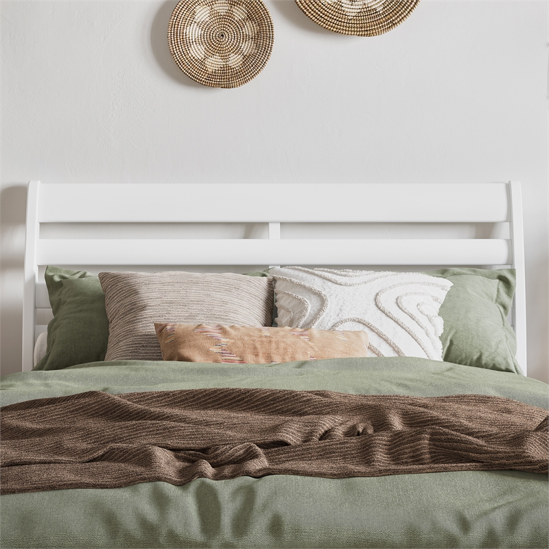 AFI Savannah Full Solid Wood Low Profile Platform Bed in White