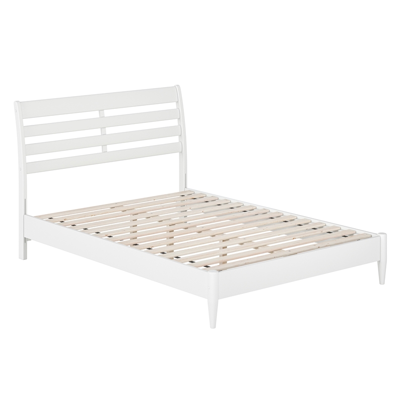 AFI Savannah Full Solid Wood Low Profile Platform Bed in White