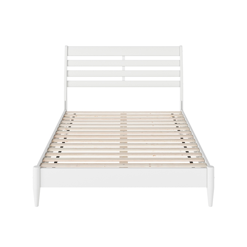 AFI Savannah Full Solid Wood Low Profile Platform Bed in White