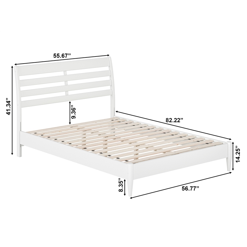 AFI Savannah Full Solid Wood Low Profile Platform Bed in White