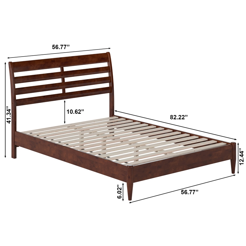 AFI Savannah Full Solid Wood Low Profile Platform Bed in Walnut