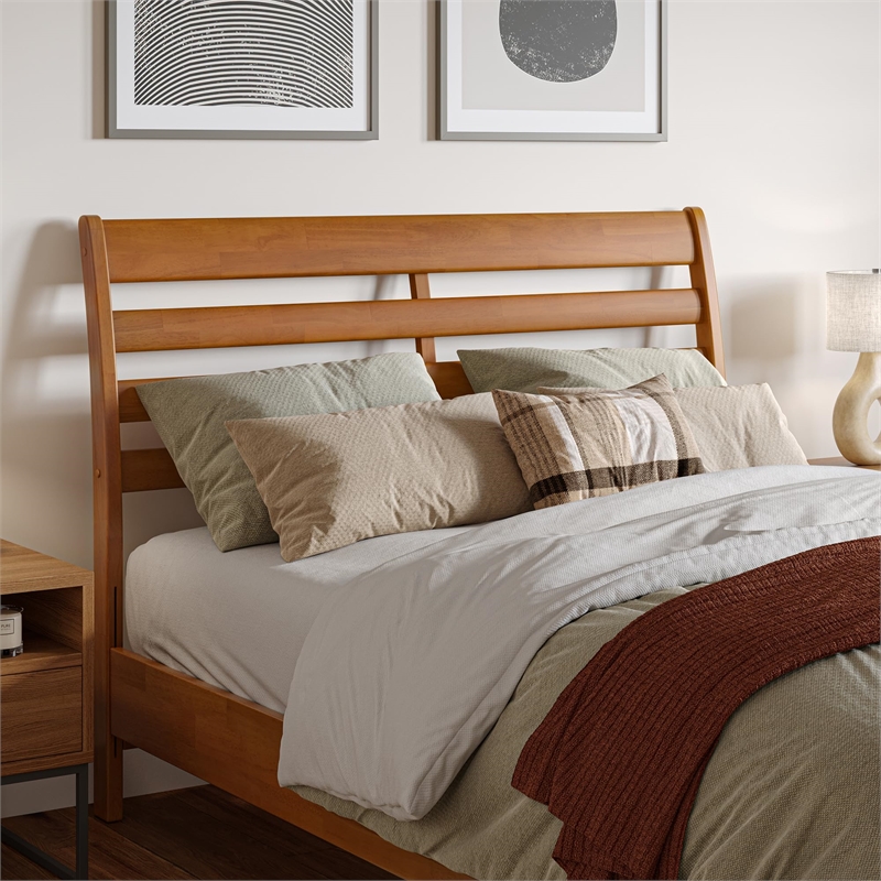 Savannah Full Solid Wood Low Profile Platform Bed in Light Toffee