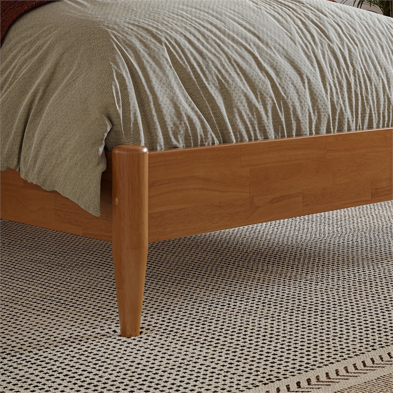 Savannah Full Solid Wood Low Profile Platform Bed in Light Toffee