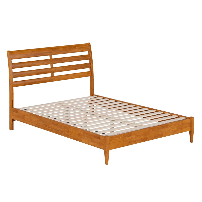 Savannah Full Solid Wood Low Profile Platform Bed in Light Toffee