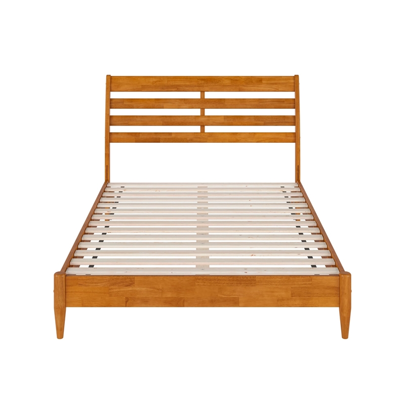 Savannah Full Solid Wood Low Profile Platform Bed in Light Toffee